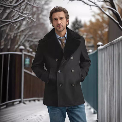 Men's wool coat with contrasting collar Skorter