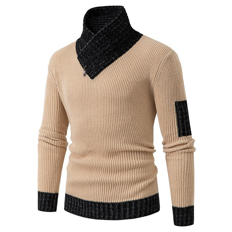 Men's sweater with modern asymmetric collar and textured design Skorter