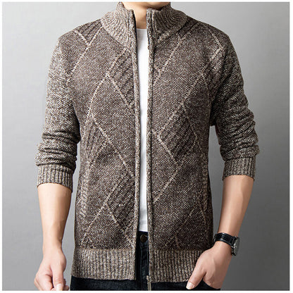 Herrkardigan med modern dragkedja och grafiskt mönster Skorter