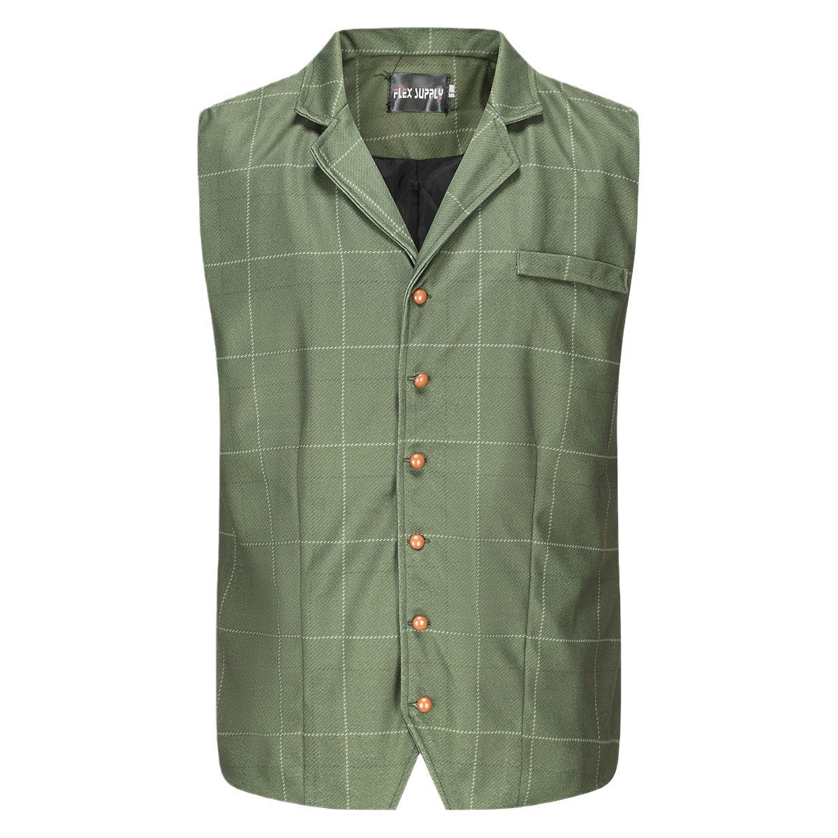 Men's vest made of high-quality linen fabric with individual wooden buttons Skorter
