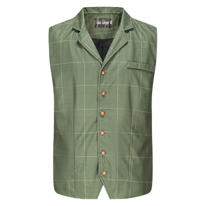 Men's vest made of high-quality linen fabric with individual wooden buttons Skorter