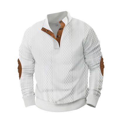 Men's stylish knit sweater with innovative collar and elegant contrast details Skorter