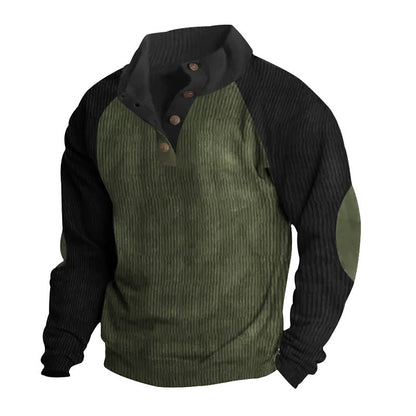 Men's structured pullover shirt with button placket and leather details Skorter