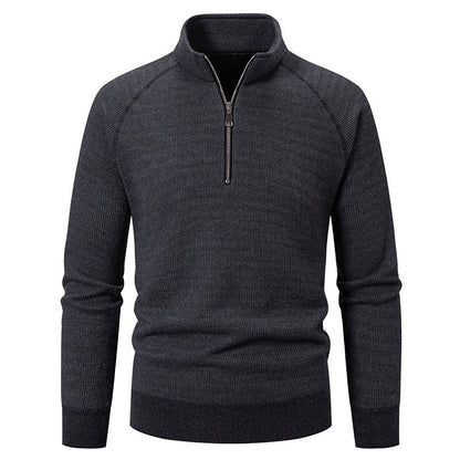 Men's turtleneck sweater with modern zipper and textured design Skorter