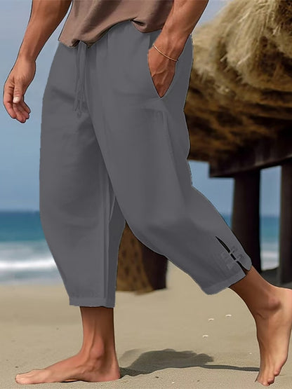 Luftiga strandbyxor för män med justerbar dragsko och sidofickor Skorter