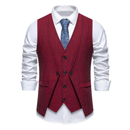 Men's suit vest in elegant herringbone design with practical pockets Skorter