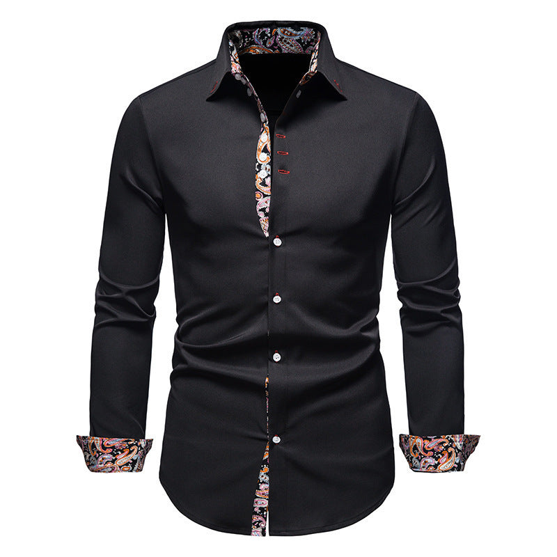 Men's long-sleeve shirt with modern paisley pattern and exclusive details Skorter