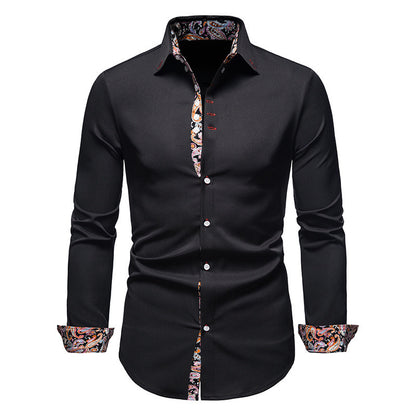 Men's long-sleeve shirt with modern paisley pattern and exclusive details Skorter