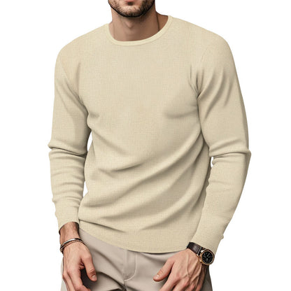 Men's round neck pullover with textured design and fashionable cut Skorter