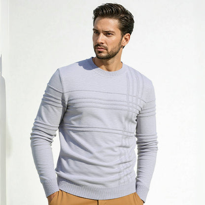 Men's sweater with modern textured design and high collar Skorter