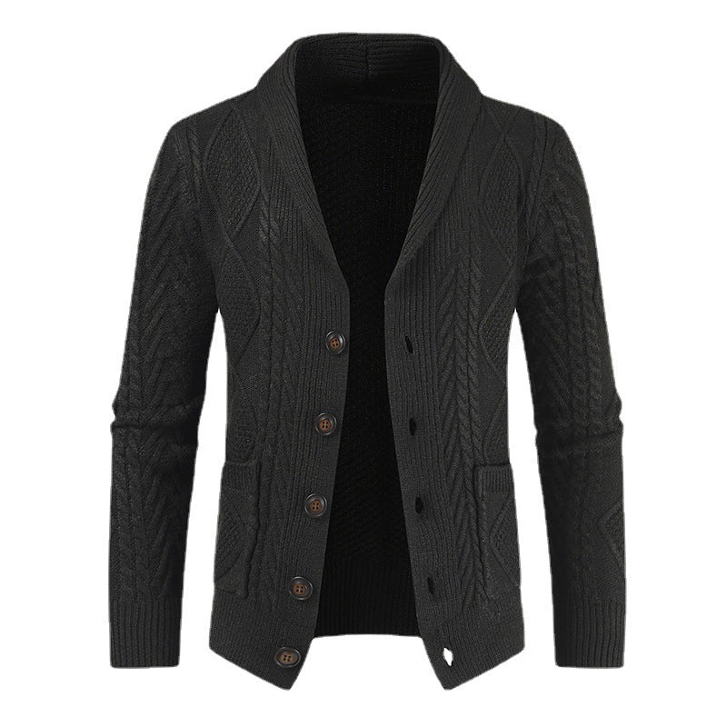Men's cardigan with modern cable pattern and stylish shawl collar Skorter