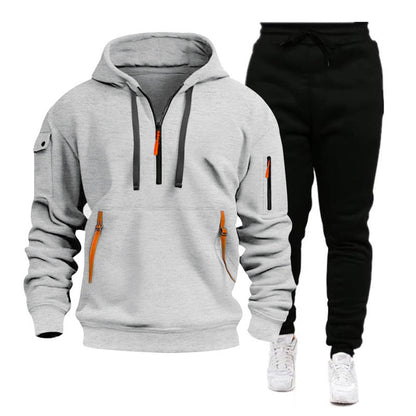 Men's sporty hoodie and jogger suit with functional zip pockets Skorter