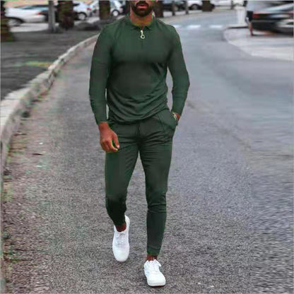 Men's sporty set with modern stand-up collar and functional zipper Skorter