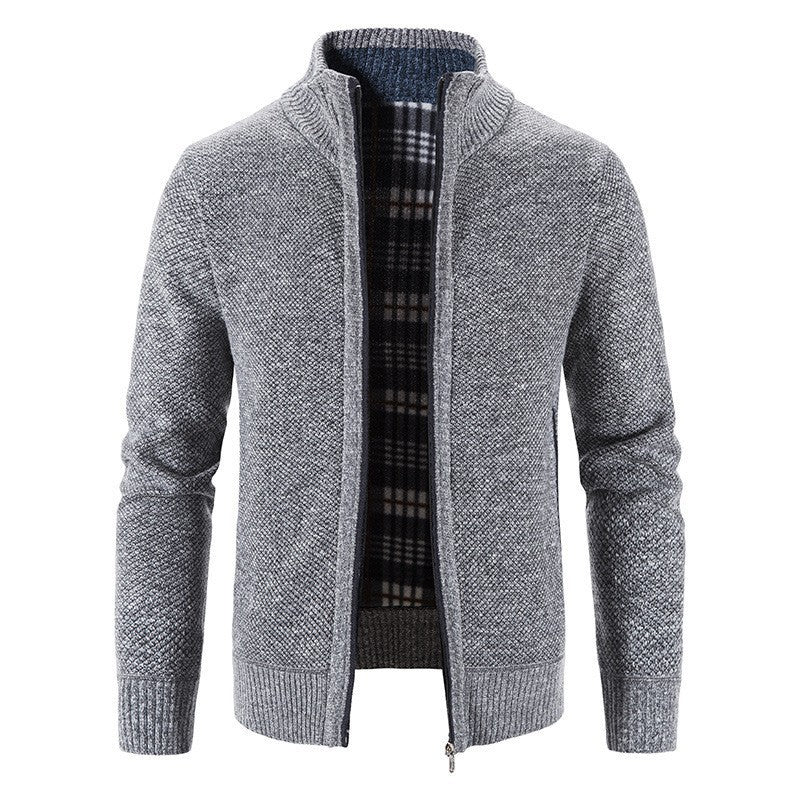 Men's Cardigan with High Collar and Luxurious Lining Skorter