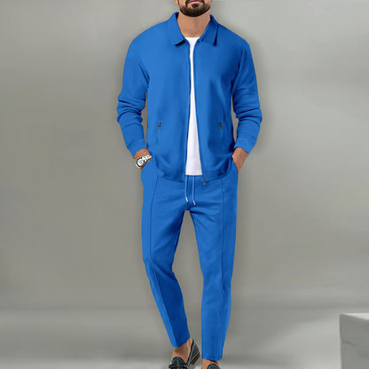 Men's sporty suit set with fashionable zipper and elastic waistband Skorter