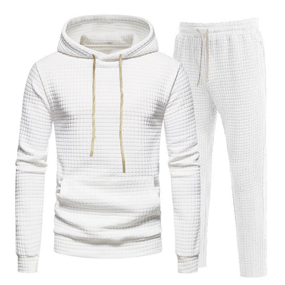 Men's Sporty Hoodie Set with Fashionable Textured Design and Elastic Cuffs Skorter