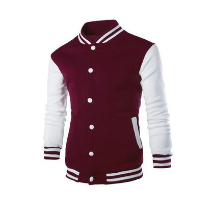 Men's sporty college jacket with contrasting sleeves and snap buttons Skorter