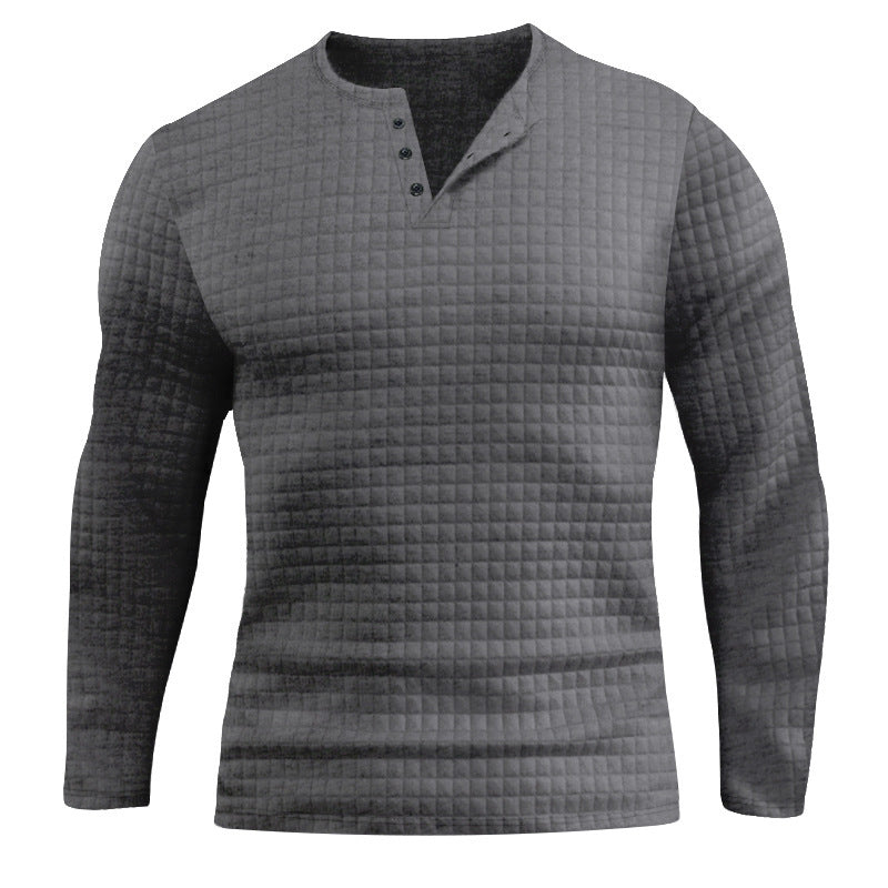 Men's Long Sleeve Shirt with Textured Design and Fashionable Button Closure Skorter
