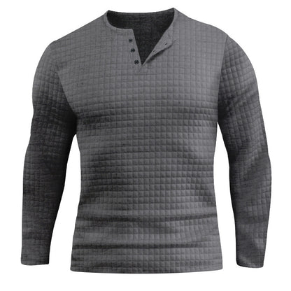 Men's Long Sleeve Shirt with Textured Design and Fashionable Button Closure Skorter