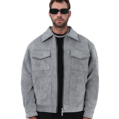 Men's fashion suede jacket with practical pockets Skorter