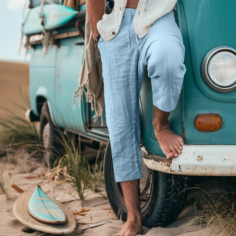 Men's Chino Pants with Casual Cut and Elastic Waistband Skorter