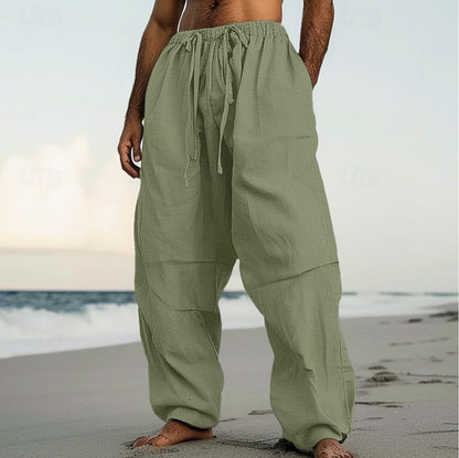 Men's airy linen pants with elastic waistband Skorter