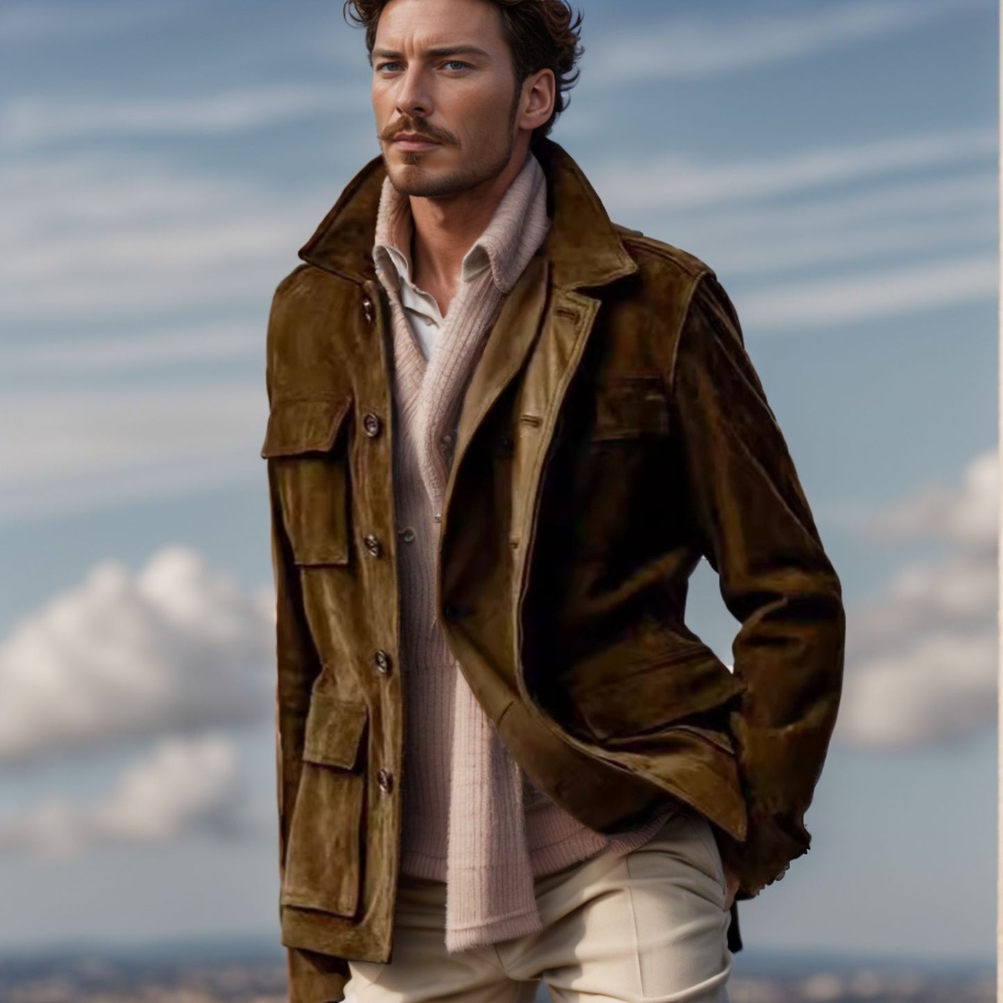 Men's Top Layer Made of High-Quality Suede Skorter