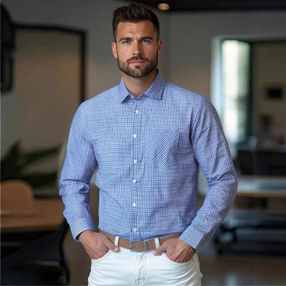 Men's stylish checked long-sleeve shirt Skorter