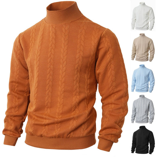 Men's stylish knit sweater with a high collar and cable pattern Skorter