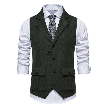 Men's suit vest in modern herringbone design with practical pockets Skorter