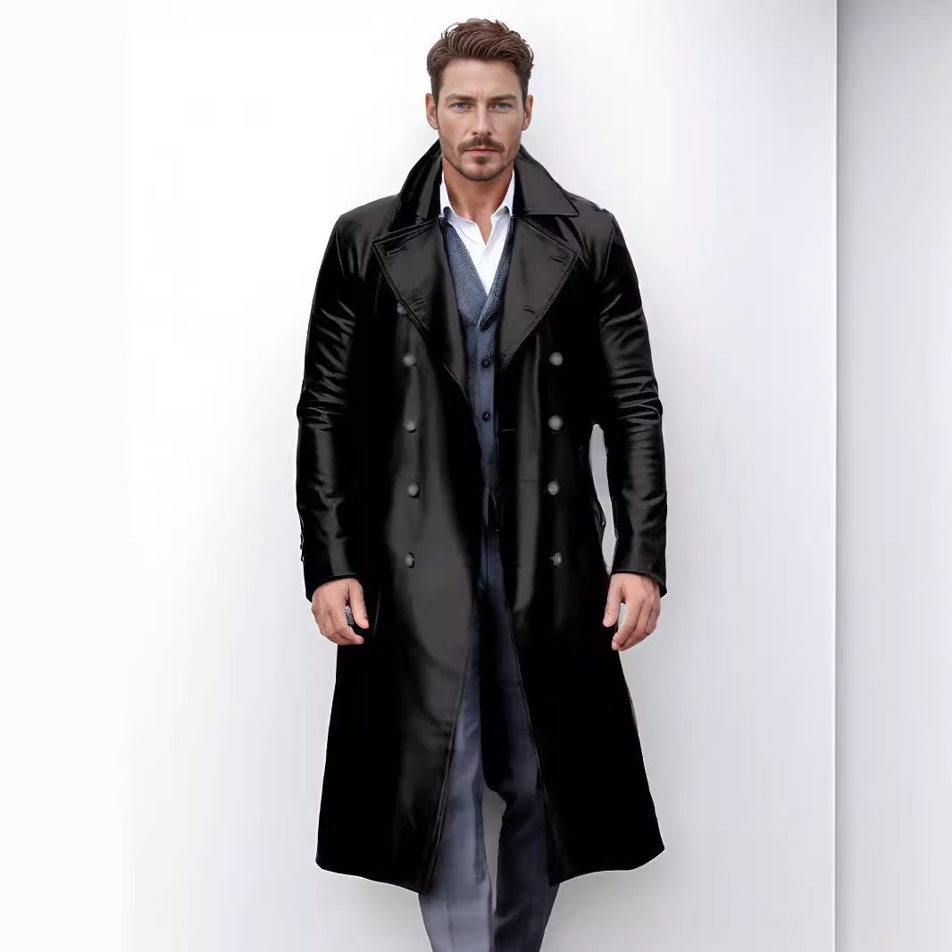 Men Elegant and Timeless Trench Coat with Double Button Placket Skorter