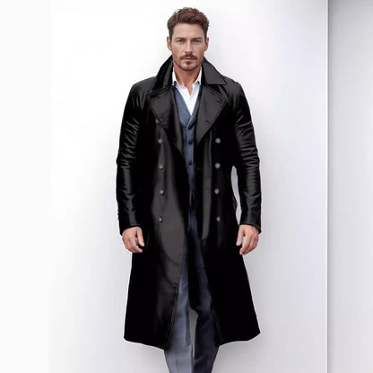 Men Elegant and Timeless Trench Coat with Double Button Placket Skorter