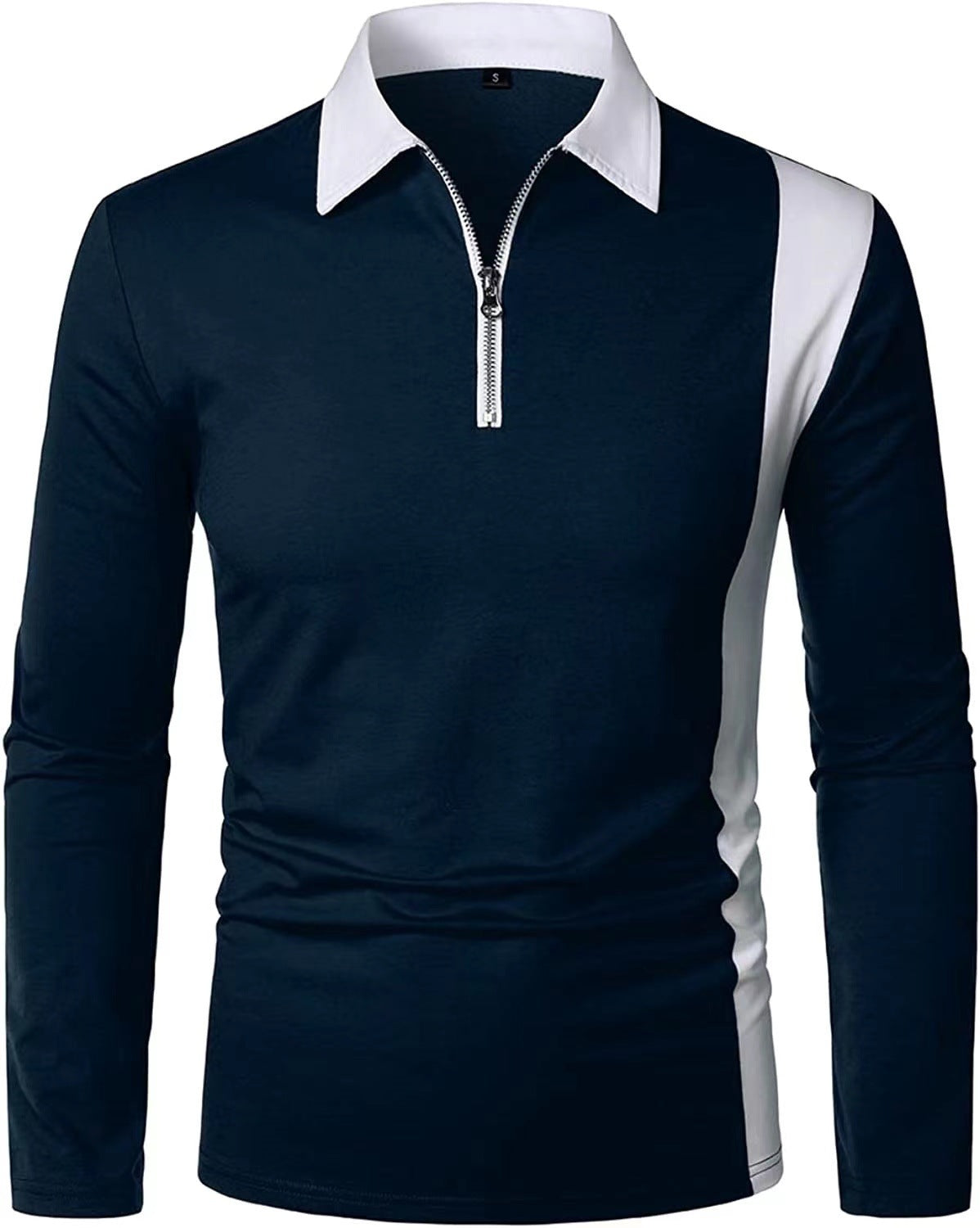 Men's sporty long-sleeve shirt with modern zipper and stylish color contrast Skorter