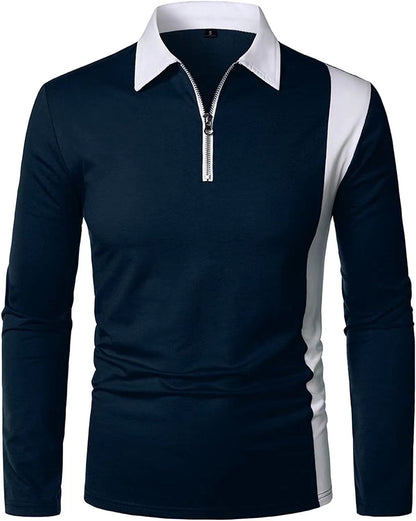 Men's sporty long-sleeve shirt with modern zipper and stylish color contrast Skorter