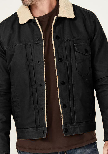 Men's cozy denim jacket with Sherpa lining Skorter