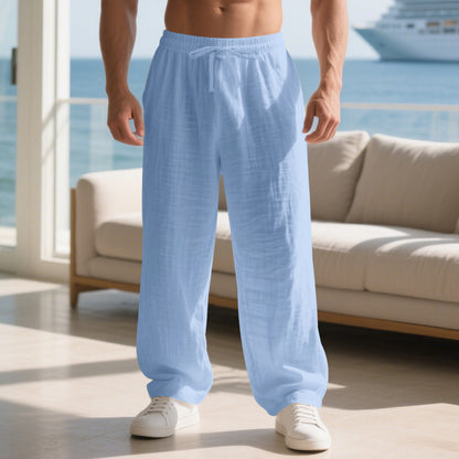 Men's airy beach pants with elastic waistband and side pockets Skorter
