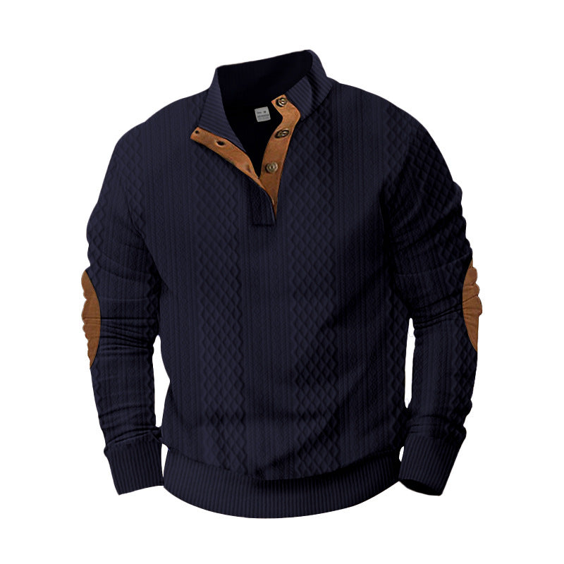 Men's stylish knit sweater with modern button design and textured fabric Skorter