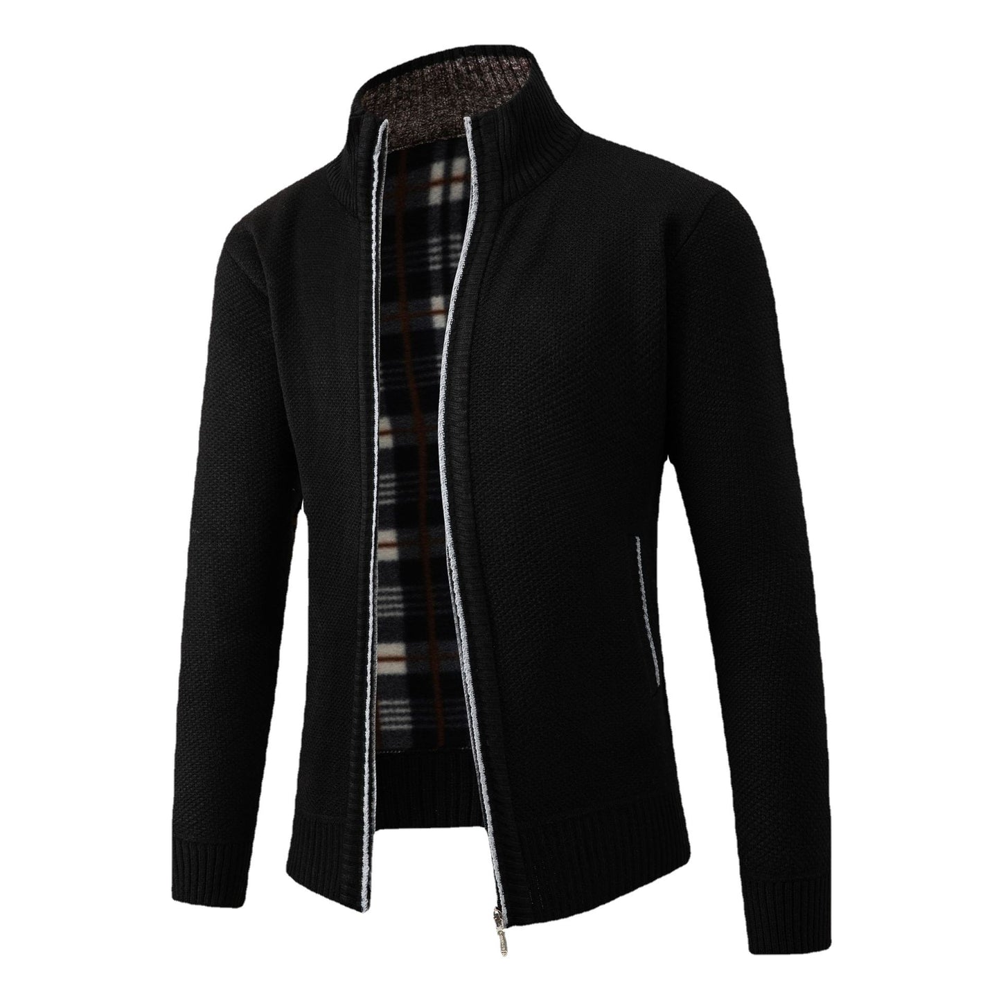 Herrkardigan med modern ståkrage och klassiskt innerfoder Skorter