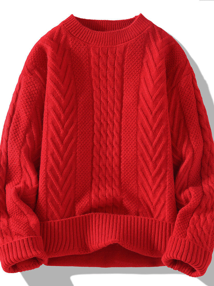 Men's chunky knit sweater with cable pattern and casual cut Skorter