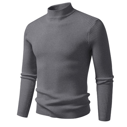Men's turtleneck sweater made of high-quality stretch wool with ribbed texture Skorter