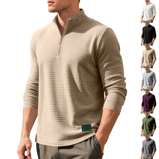 Men's sweater with textured design and high-collar Skorter