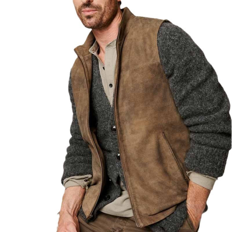 Men's stylish suede vest with practical slit pockets Skorter