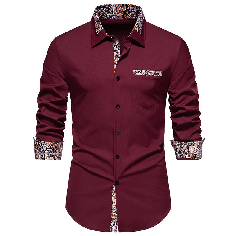 Men's long sleeve shirt with elegant paisley patterns Skorter