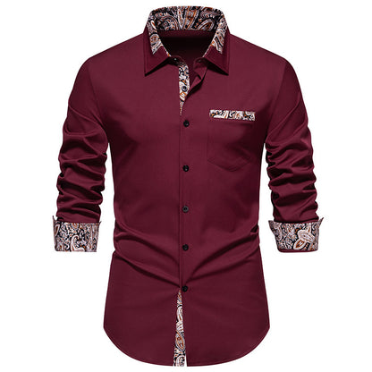 Men's long sleeve shirt with elegant paisley patterns Skorter