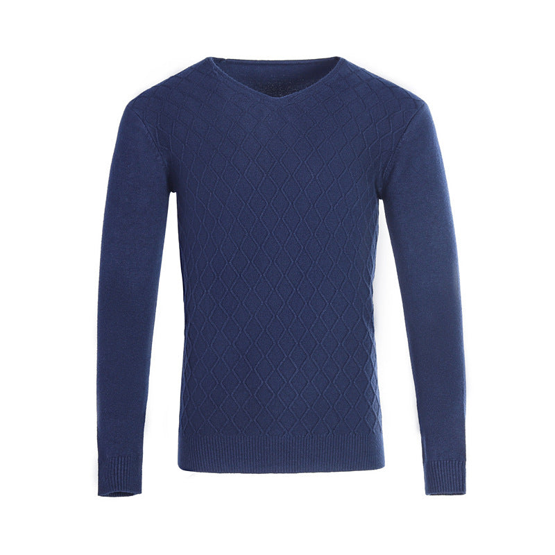 Men's V-neck sweater with textured pattern Skorter