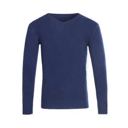 Men's V-neck sweater with textured pattern Skorter