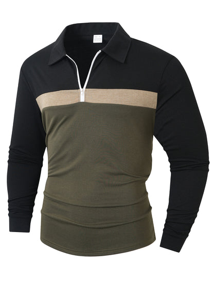 Men's Sporty Long Sleeve Shirt with Zipper Skorter