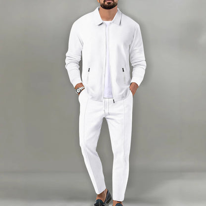 Men's sporty suit set with fashionable zipper and elastic waistband Skorter