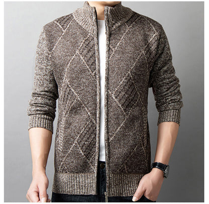 Herrkardigan med modern dragkedja och grafiskt mönster Skorter