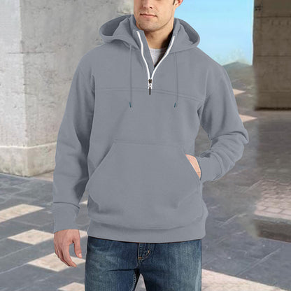Men's stylish hoodie with half zipper and practical kangaroo pockets Skorter